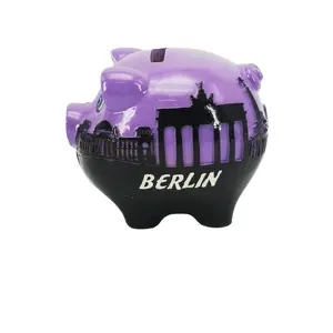 Small Resin Crafts Berlin Piggy Coin Box for Money Saving and Decoration