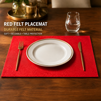 Vente en gros de sets de table rectangulaires en feutre rouge personnalisés pour restaurant, hôtel, maison, cuisine, décoration de table