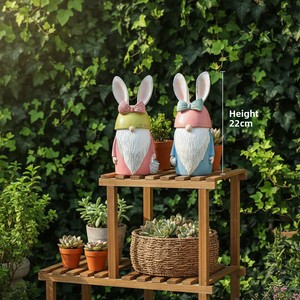 Nuevos Adornos de Resina de Conejito y <span class=keywords><strong>Duende</strong></span> de Pascua para Interiores y Exteriores, Decoración Artesanal de Animales para Jardín y Patio, Festival de Primavera - Product Image 3