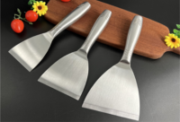 Spatule de cuisine moderne en acier inoxydable, manche droit, lame de 12 cm, épaisseur 1,5 mm, réversible, compatible lave-vaisselle