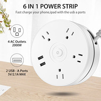 Multiprise industrielle américaine évolutrice avec 4 prises, 2 ports USB-A, protection contre les surtensions 10A, IP22, portable