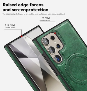 Sang trọng không dây sạc cho Samsung S22 S23 cộng với S24 S25 siêu Magnetic Cover quay lại chủ đứng da trường hợp điện thoại - Product Image 5