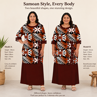 Nouvelle Arrivée - Ensemble Puletasi 2 Pièces Imprimé Personnalisé Style Insulaire pour Femme, Robe Samoane à Manches Mi-longues Col Rond Boutonnée, Grandes Tailles, Vente en Gros