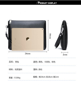 Pochette décontractée pour homme en cuir souple PU avec fermeture éclair, doublure en polyester, pour téléphone portable et portefeuille, logo personnalisé - Product Image 5
