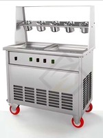 Machine automatique de petit pain de crème glacée frite par casserole plate des ventes directes avec le bouton automatique de dégivrage