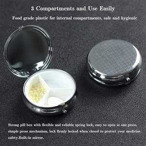 Portable Mini Metal <b>Pill</b> <b>Box</b> Custom PP Small Organizer with 3 Compartments Mirror <b>Travel</b>-Friendly <b>Pill</b> Case for Pocket Purse - Product Image 5