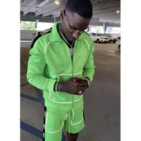 Ensemble court personnalisé de qualité supérieure Short cargo deux pièces rayures latérales fermeture éclair 3M survêtement réfléchissant pour hommes ensemble de survêtement