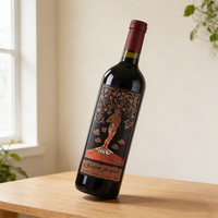Etiquetas Adhesivas Personalizadas, Ecológicas, con Código de Barras, Resistentes al Agua y con Relieve para Botellas de Vino Tinto