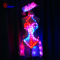 Vêtements de danse arabe Sexy Neon Led soutien-gorge et culotte Costume de danseuse, robe de fille de salon, carton sexy chaud 1 pièce blanc pour femme T/T