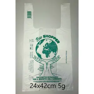 Italienische aus gezeichnete Qualität 24 X42Cm 5G kleine biologisch abbaubare Plastiktüten für Apotheke T-Shirt Lebensmittel geschäft