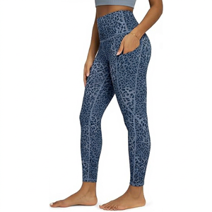 Women's <b>Leopard</b> Sexy High Waisted Yoga <b>Leggings</b> Knitted Stretch Pockets Soft Breathable Tummy Control Non-See-Through Workout - Product Image 1