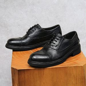 Zapatos Formales de Negocios para Hombre Marpi con Suela de Cuero Cosida Goodyear, Punta Redonda, Casuales, Modernos, Impermeables, Transpirables, Antideslizantes, con Diseño de Parches - Product Image 3