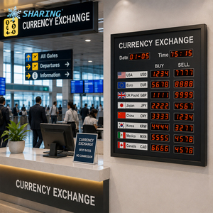 Tablero de Visualización de Divisas Digital LED Profesional con Tarifas de Compra y Venta en Tiempo Real para Puertas y Salidas de Aeropuertos - Product Image 1