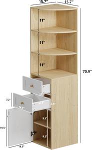 Librería Esquinera de Madera de 71 Pulgadas con Cajones, Mueble de Almacenamiento para Sala de Estar, Oficina o Dormitorio, Venta al por Mayor - Product Image 6