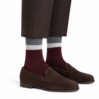 Chaussettes habillées en laine pour hommes, broderie personnalisable, respirantes, durables, antibactériennes, design hiver, usage quotidien
