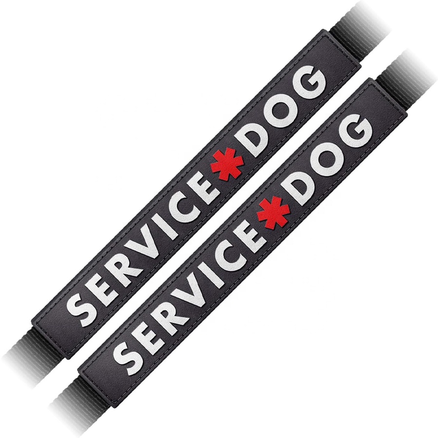 Custom Logo Dog Lead Sleeve Button Faster Waterproof PVC Rubber Double Sided Warning Sign Leash Wrap Do Not Pet in Training