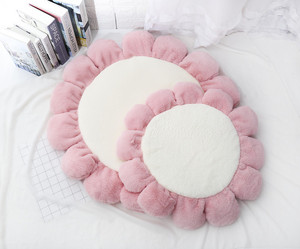 Tapis doux et moelleux en velours de lapin, très populaire, pour animaux de compagnie, coussin pour chat et chien, tapis rond en forme de fleur - Product Image 3