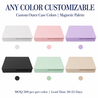 Étui de palette de maquillage rectangulaire à couvercle rabattable en ABS et PP, moulé par injection, couleur personnalisée, marque privée, vide, portable, de voyage, écologique, pour fard à joues