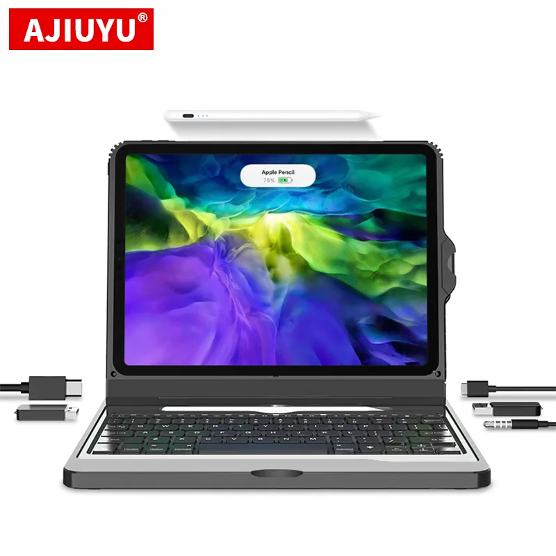 AJIUYU Magic Keyboard Case For iPad Pro 11 inch 2020 2021 2018 Contact Dock HUB USB pro11 Tablet Magnetic separation Smart Cover