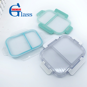 <strong>Glass</strong> <strong>Food</strong> <strong>Container</strong> <strong>2</strong> <strong>Compartment</strong> New Product Partition <strong>Glass</strong> Lunch Boxes - Product Image 6