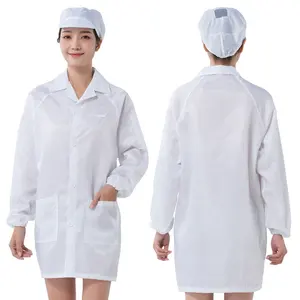 High Quality Antistatic Stripe ESD White Cleanroom Lab Coat for industry