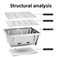 Table de barbecue pliante en acier inoxydable IGT pour camping, réchaud extérieur avec design intégré pour barbecue, cuisson du thé, pique-nique, jardin