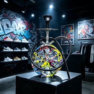 Set de Cachimba Shisha con Diseño de Rueda de Coche y Graffiti, 53CM, con Luz LED, de Aluminio, Estilo Árabe, Tipo Bolígrafo, En Stock, Venta al por Mayor - Product Image 3