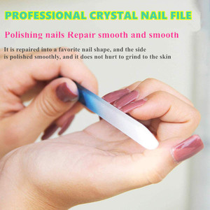 Herramienta de manicura de fábrica directa, lima de uñas de cristal de doble cara grabada, colorida, con estuche - Product Image 2