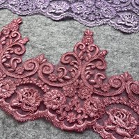 Vente en gros de dentelle brodée florale de qualité supérieure de la marque YUGU, 100% polyester, paillettes, perles, largeur 20 cm, pour vêtements et usage domestique, MOQ