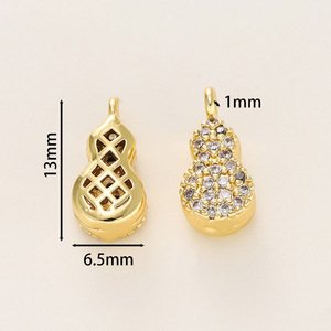 Colgante de calabaza de cobre chapado en oro de 18k con incrustaciones de cuarzo para la fabricación de collares, componente de joyería de forma irregular - Product Image 2