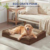 Großhandel benutzer definierte dunkelbraune Plüsch ortho pä dische Haustier Bett wasch bar Rechteck Memory Foam Hunde bett mit Kissen für große Hunde