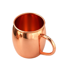 Taza de cobre ecológica de alta calidad con asa, acabado brillante moderno, taza metálica Moscow Mule para cócteles, fiestas y decoración del hogar. - Product Image 1