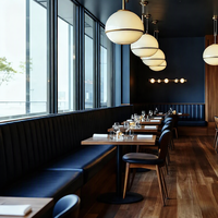Meubles de restaurant modernes et écologiques en cuir PU, tables et chaises carrées pour la restauration rapide, hôtels et restaurants