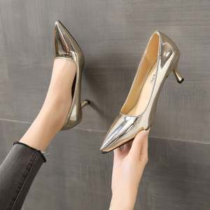 Chaussures à talons évasés sculptés en cuir pour femmes, mode printemps-été, chaussures à enfiler, escarpins de bureau pour femmes pour un usage quotidien - Product Image 3