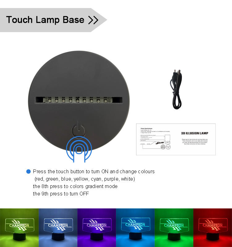 Base de lampe noire (7 couleurs)