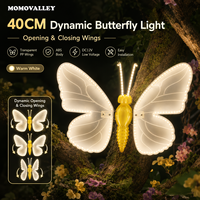 Lampe papillon LED Momovalley IP65 étanche en PVC, 40 cm, ailes blanches, mouvement cinétique, lampe papillon bionique pour jardin extérieur