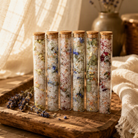 Garam Mandi Himalaya Alami Brinelume dalam Tabung Kaca Gabus, Campuran Bunga Kering Mawar, Minyak Esensial, Hadiah Spa untuk Kaki