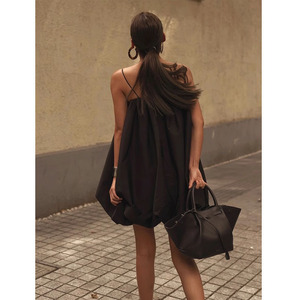 2025 été français élégant noir lâche fronde robe pour femmes - Product Image 2