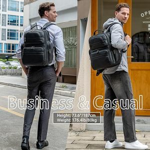 Men's Vintage <b>Leather</b> <b>Backpack</b> 15.6" Laptop Bag <b>Large</b> Capacity Business Travel Hiking Shoulder Daypacks - Product Image 5