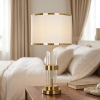 Lampes de chevet modernes 2 pièces, lampe de bureau en verre doré, contrôle tactile réglable à 3 canaux, port USB C+A, prise secteur, douille E26