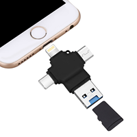 Unidad Flash USB 4 en 1 OTG de Plástico, 16GB/32GB/64GB/128GB/256GB, USB 3.0 Tipo C para iPhone IOS Android, con Lector de Tarjetas TF