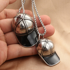 <b>Titanium</b> Steel Hat Pendant Stainless Steel Themed Pendants Men's Casual Punk Retro Style Fashion Jewelry Accessory - Product Image 3