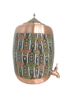 Distributeur d'eau en cuivre pur imprimé de qualité supérieure de 8 litres / Matka avec robinet anti-fuite, design classique pour la maison et le bureau, bienfaits ayurvédiques pour la santé - Product Image 4