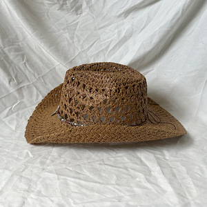Chapeau d'extérieur évidé Chapeau de plage Chapeau de paille de cow-boy occidental - Product Image 2