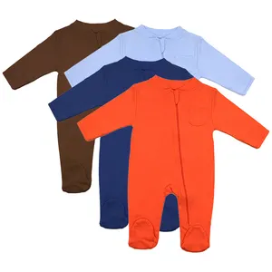 有机棉连体衣婴儿服装脚部睡衣连身衣婴儿连身衣