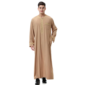 Venta directa de fábrica de alta calidad musulmán Thobe hombres hebilla caftán para hombres embalaje delicado más túnica árabe alargada para hombres - Product Image 5