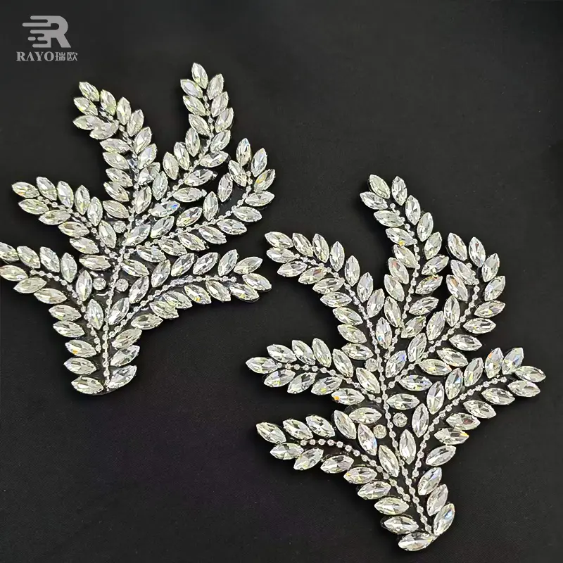 JP nueva moda apliques de piedra personalizados diseño de flores brillantes decorar para vestido de baile y vestido de noche