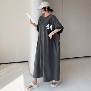 <span class=keywords><strong>Robe</strong></span> d'été à lettres Harajuku <span class=keywords><strong>grande</strong></span> <span class=keywords><strong>taille</strong></span> pour femmes t-shirts longs pour filles t-shirts coréens décontractés grand t-<span class=keywords><strong>shirt</strong></span> surdimensionné robes maxi vintage - Product Image 1