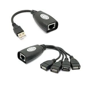 4 Ports USB Ke RJ45 Hub Kabel 150 Kaki CAT5/5E/6 Sambungan Jaringan 50M USB Extender Adapter 2.0 Usb Hub
