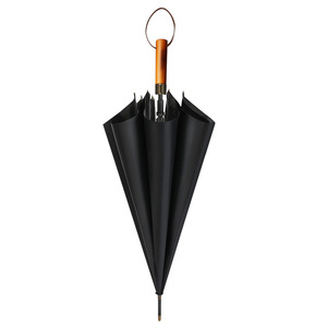Parapluie de golf de haute qualité avec impression de logo personnalisée, semi-automatique, à manche en bois incurvé ouvert, cadre en fibre de verre 210T Pongee - Product Image 1